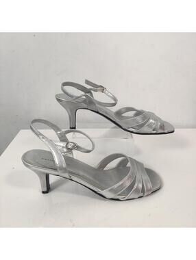 Predictions Silver Metallic Dressy Evening Heels Wedding Guest Size 8.5